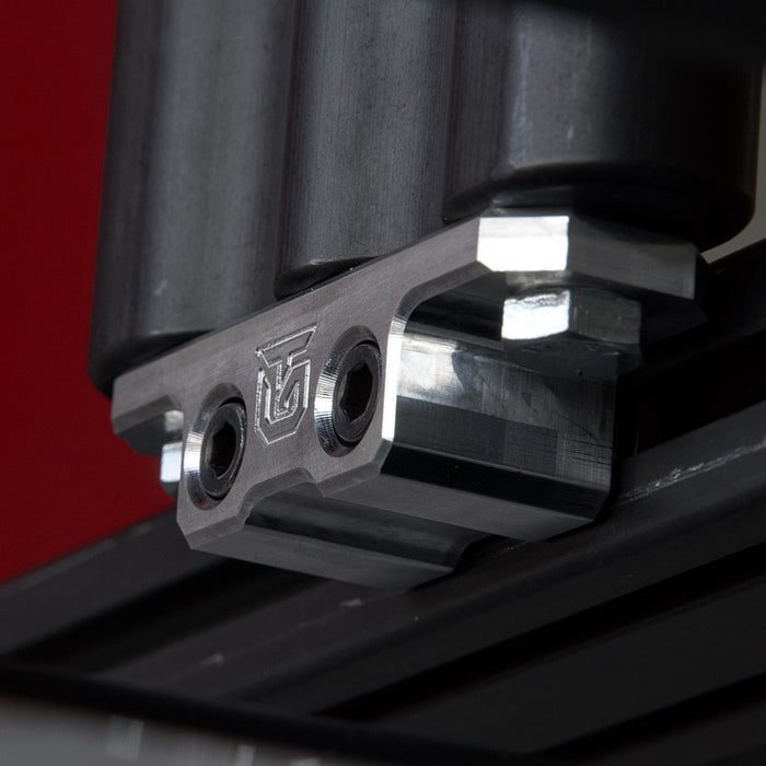 Rotopax mount adapter for extrusion roof rack cross bars.